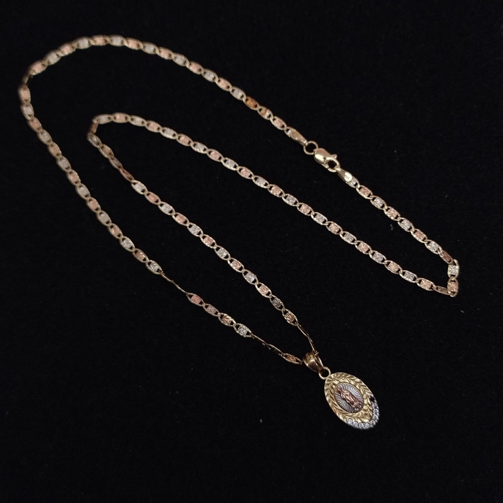 CADENA,MEDALLA RELIGIOSA ORO COMBINADO 14 K 3,50 GRMS (SEMINUEVO)