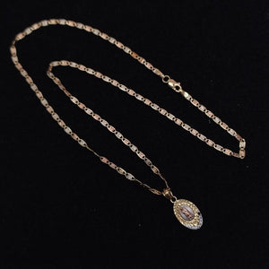 CADENA,MEDALLA RELIGIOSA ORO COMBINADO 14 K 3,50 GRMS (SEMINUEVO)