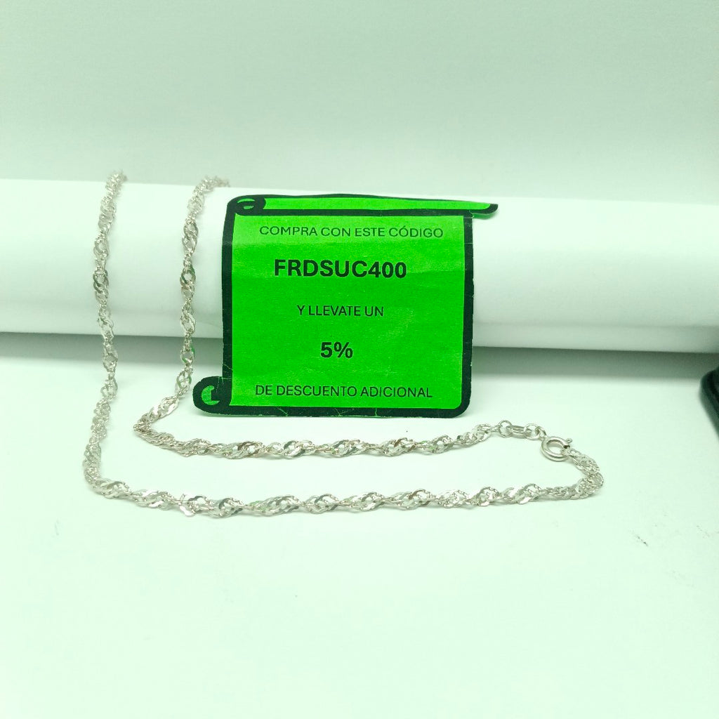 CADENA TEJIDO MEDIO TORZAL PLATA .925 55 CM 5.8 GR (NUEVO)