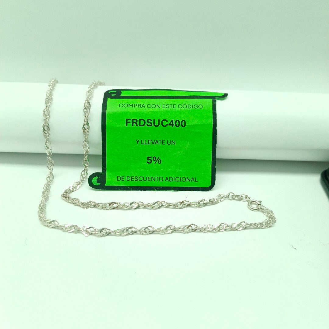 CADENA TEJIDO MEDIO TORZAL PLATA .925 55 CM 5.8 GR (NUEVO)