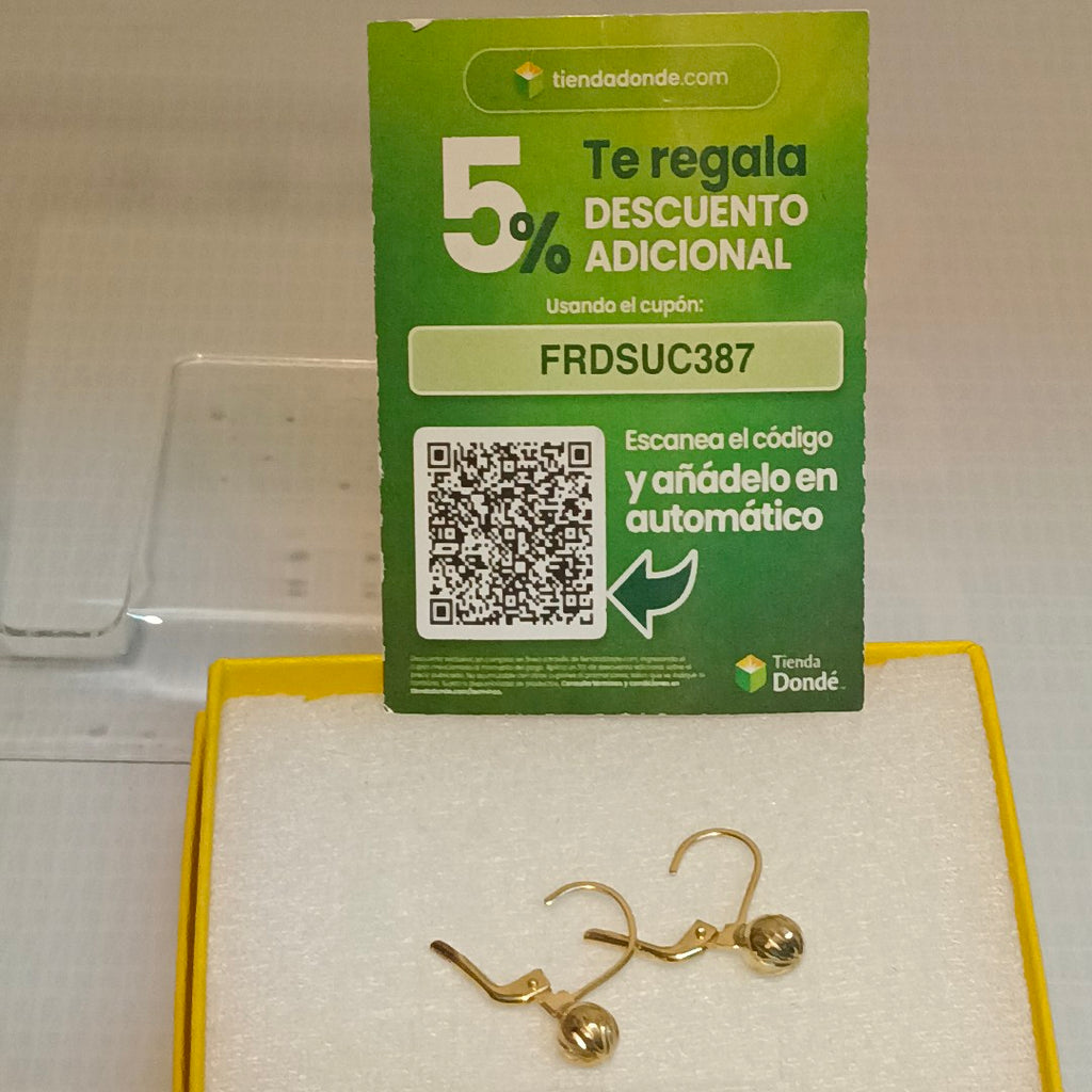 ARETES PAR ORO 14 K 1.4 GRMS (SEMINUEVO)