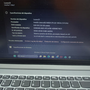 LAPTOP LENOVO IDEAPAD 1 15IGL7 (2025) 256 GB SSD 8 GB RAM (SEMINUEVO)