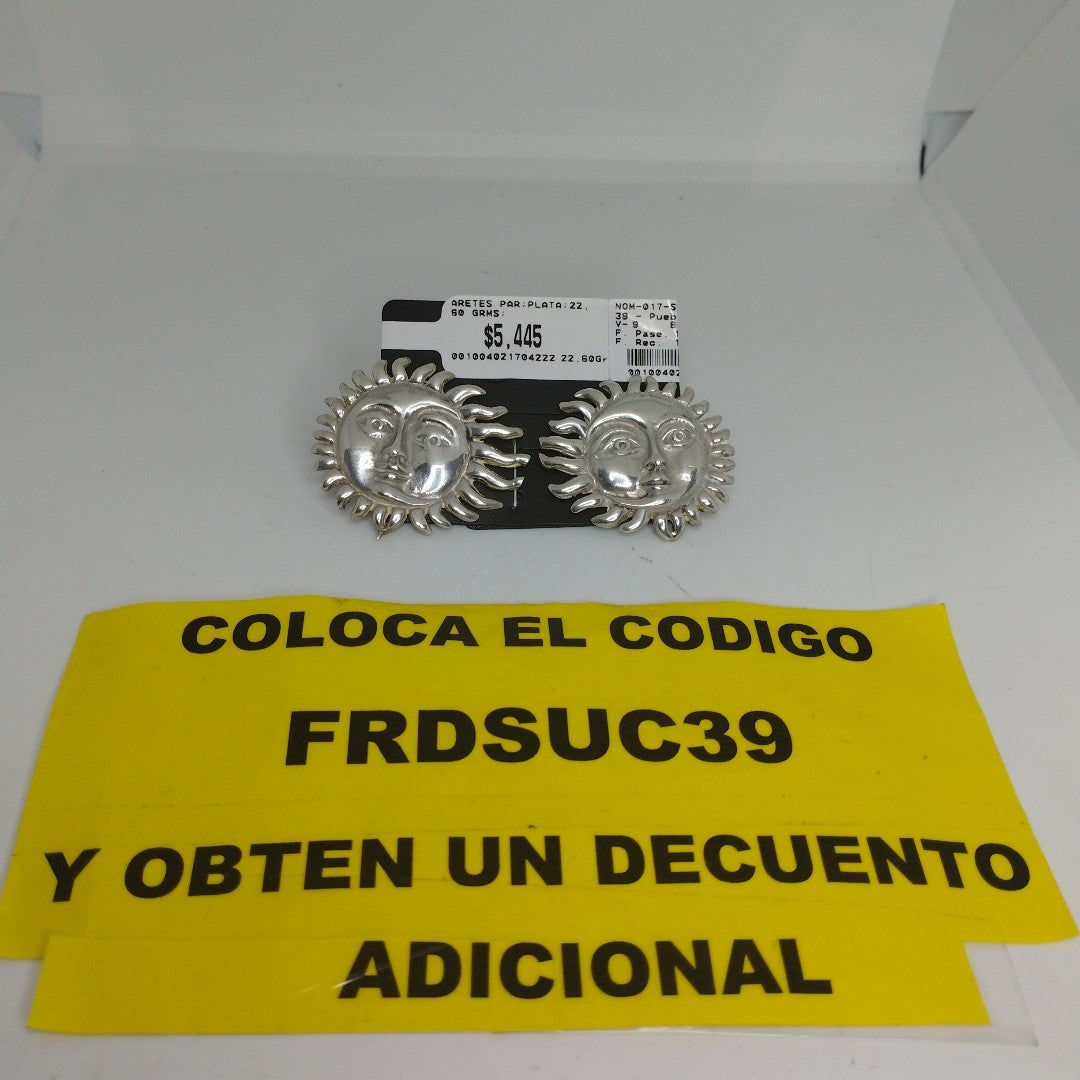 ARETES PAR PLATA 22,60 GRMS (SEMINUEVO)