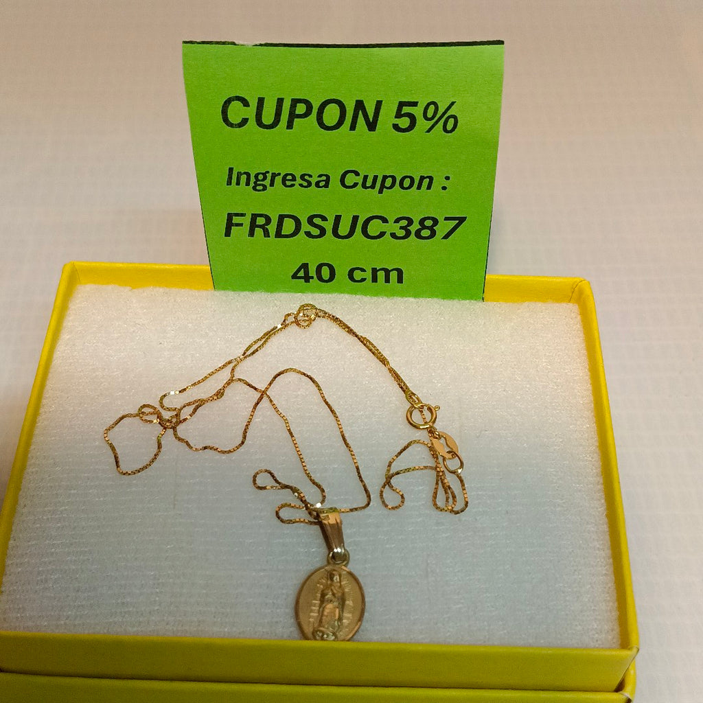 CADENA, MEDALLA RELIGIOSA ORO 14 K 1.5 GRMS (SEMINUEVO)