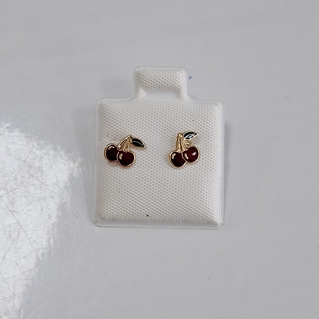 BROQUELES BROQUE FIG CEREZA C ESMALTE 14K 0.2203 GR (NUEVO)