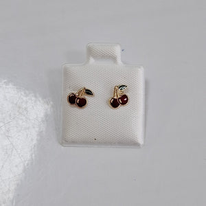 BROQUELES BROQUE FIG CEREZA C ESMALTE 14K 0.2203 GR (NUEVO)