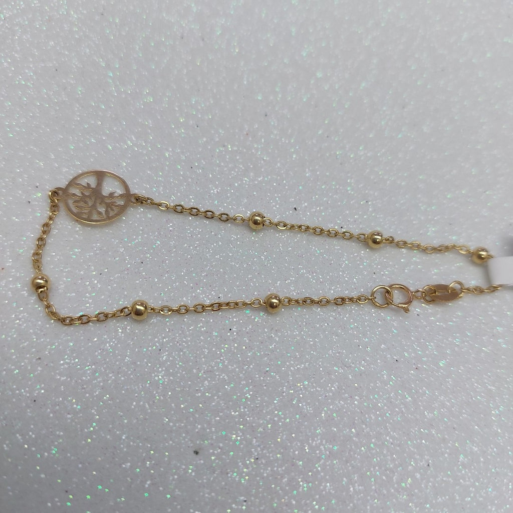 PULSERA TEJIDO ESPECIAL ARBOL 14K 18 CM 1.8 GR (NUEVO)