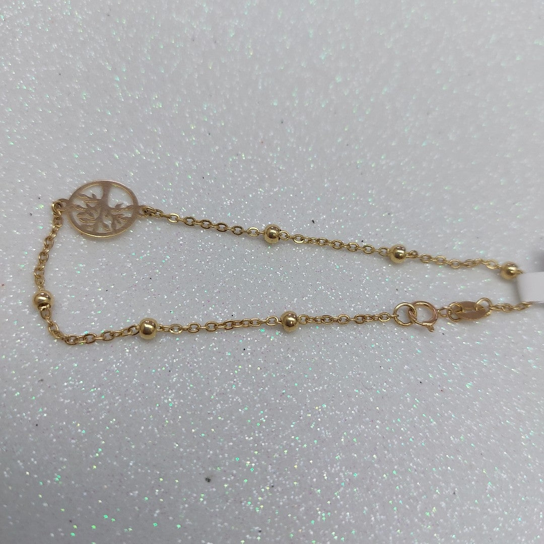 PULSERA TEJIDO ESPECIAL ARBOL 14K 18 CM 1.8 GR (NUEVO)