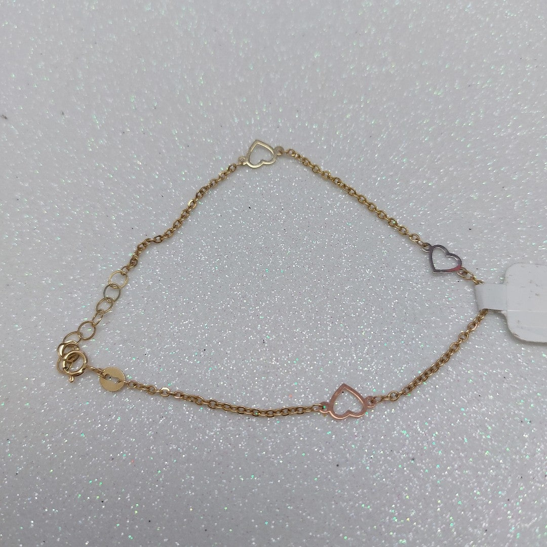 PULSERA ESPECIAL CON CORAZONES 10K 18 CM 1.2 GR (NUEVO)