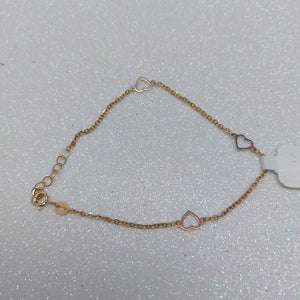PULSERA ESPECIAL CON CORAZONES 10K 18 CM 1.2 GR (NUEVO)