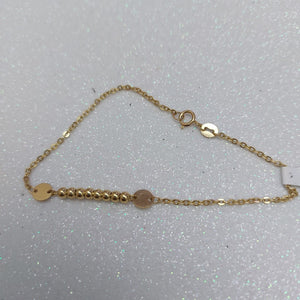 PULSERA TEJIDO ESPECIAL CON BOLITAS 14K 18 CM 1.8 GR (NUEVO)