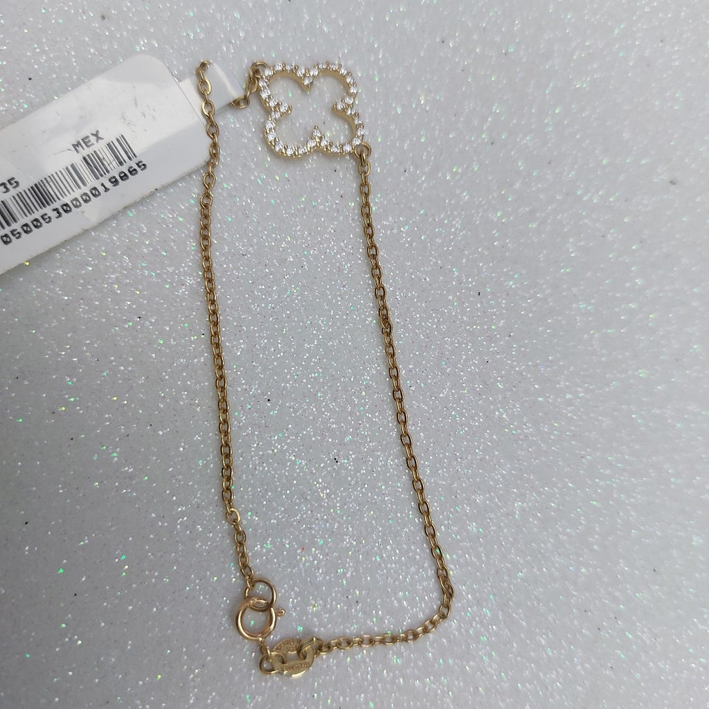 PULSERA TEJIDO ESPECIAL C CIRCONIAS 14K 18 CM 1.8 GR (NUEVO)