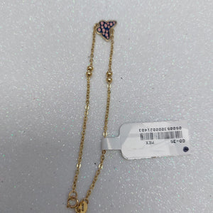 PULSERA TEJIDO ESPECIAL MARIPOSA CON ESMALTE 14K 18 CM 1.8 GR (NUEVO)