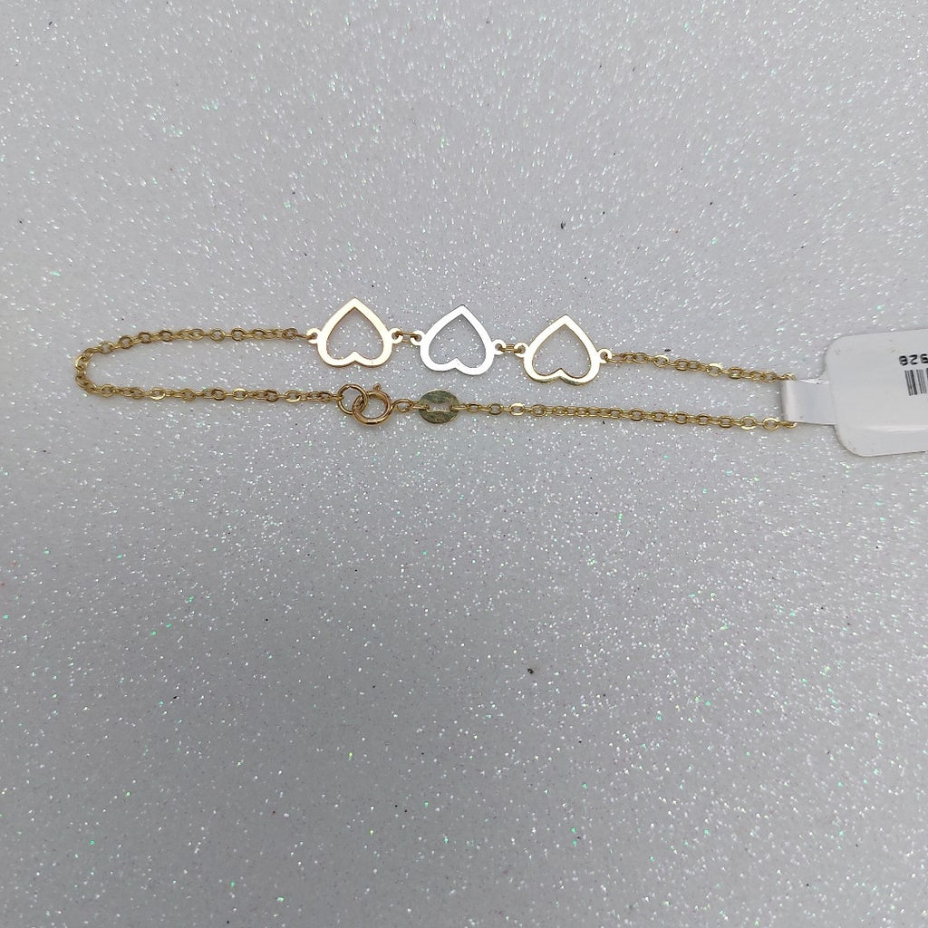 PULSERA ESPECIAL CON CORAZONES 14K 18 CM 1.4 GR (NUEVO)