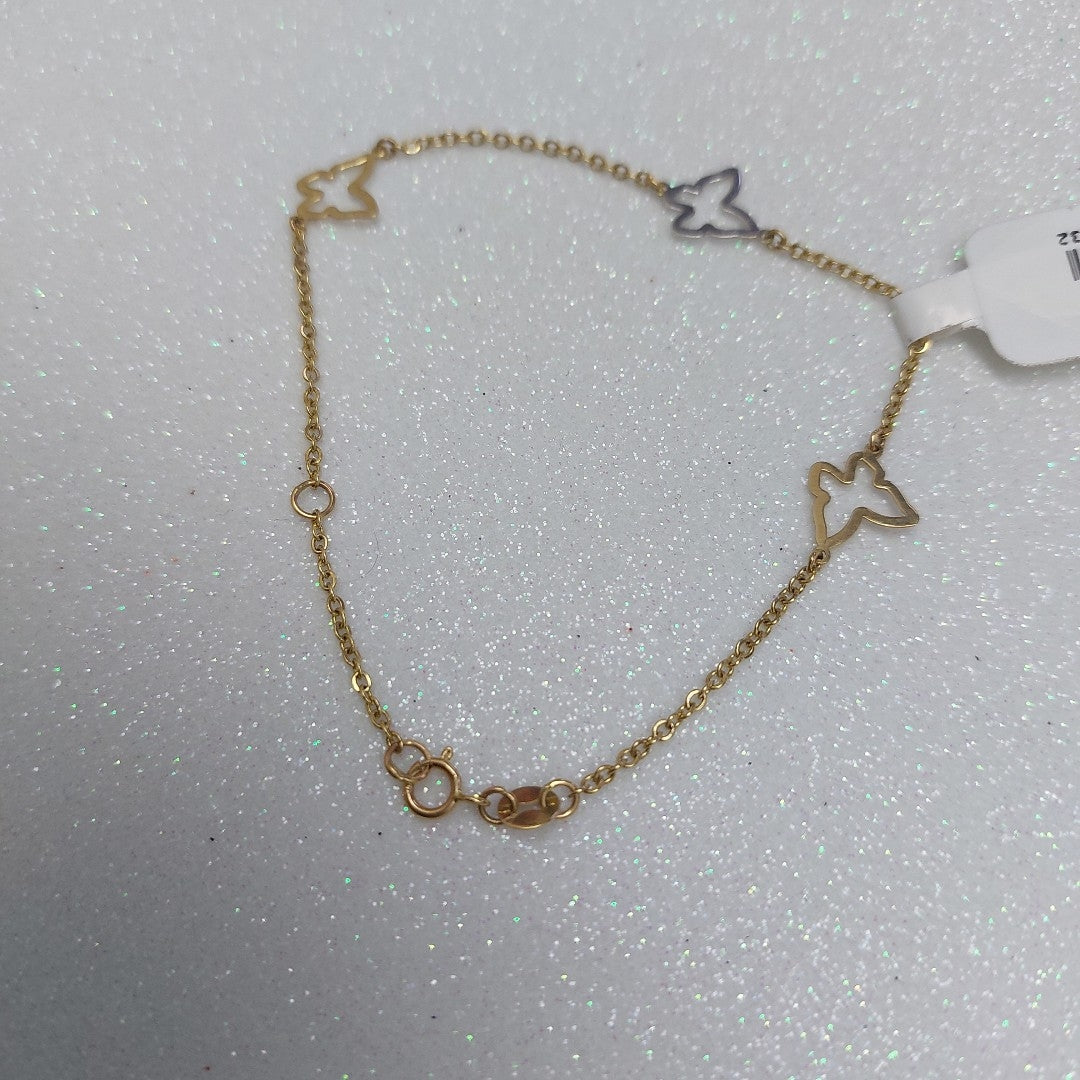 PULSERA ESPECIAL C MARIPOSAS 14K 18 CM 1.7 GR (NUEVO)