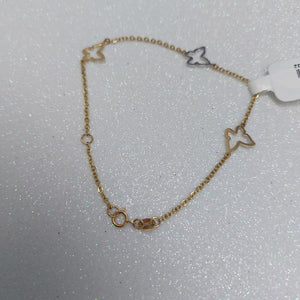 PULSERA ESPECIAL C MARIPOSAS 14K 18 CM 1.7 GR (NUEVO)
