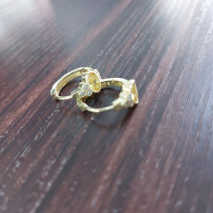 ARETES ARRACADAS CON CIRCONIAS Y PDRAS COL 14K 3.3 GR (NUEVO)