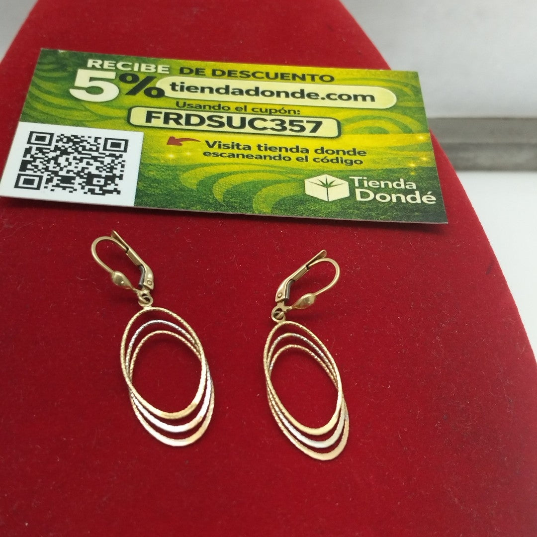 ARETES PAR ORO COMBINADO 14 K 2.9 GRMS (SEMINUEVO)