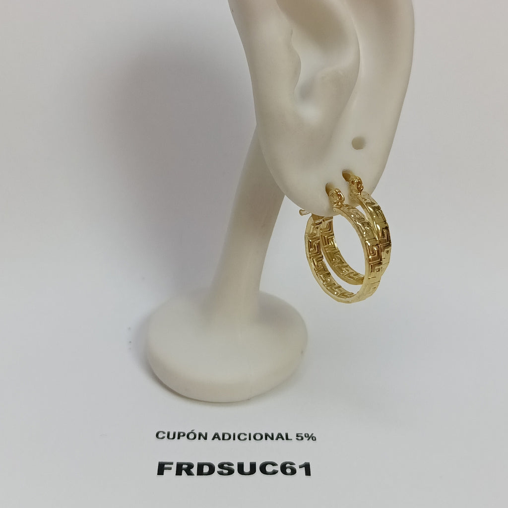 ARETES TEJIDO ARRACADAS TIPO GRECAS 14K 2 GR (NUEVO)