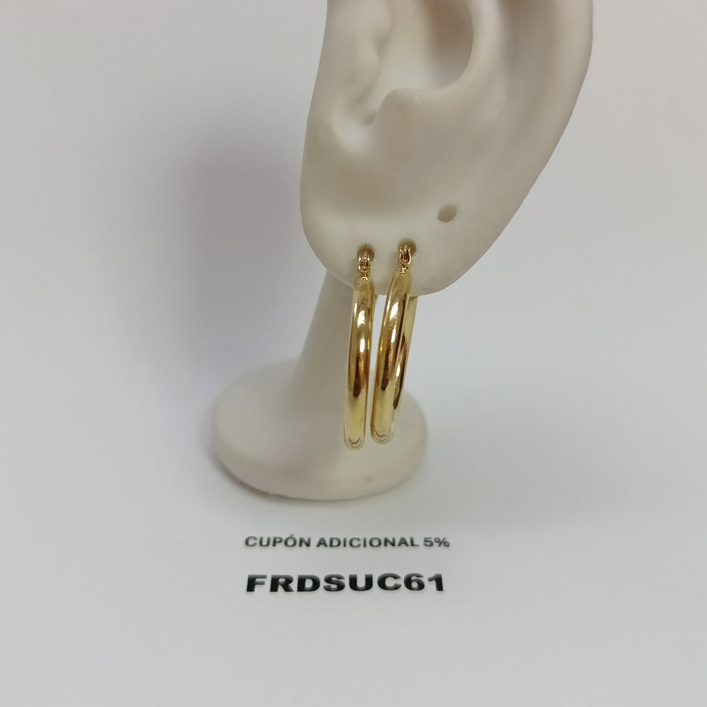 ARETES TEJIDO ARRACADAS LISAS HUECAS 14K 2.1 GR (NUEVO)