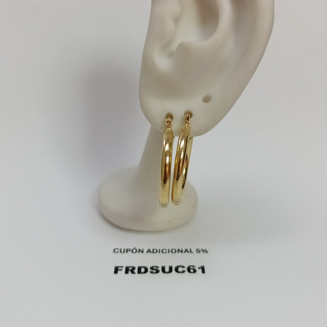 ARETES TEJIDO ARRACADAS LISAS HUECAS 14K 2.1 GR (NUEVO)