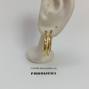 ARETES TEJIDO ARRACADAS LISAS HUECAS 14K 2.1 GR (NUEVO)