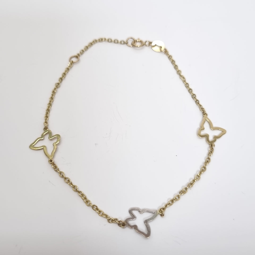 PULSERA ESPECIAL C MARIPOSAS 14K 18 CM 1.7 GR (NUEVO)
