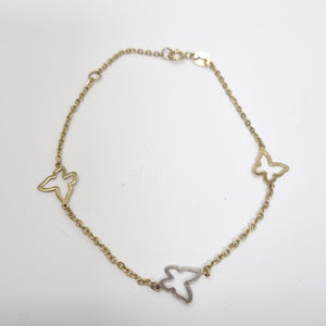 PULSERA ESPECIAL C MARIPOSAS 14K 18 CM 1.7 GR (NUEVO)