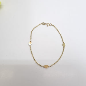 PULSERA TEJIDO ESPECIAL FIG CORAZONES 14K 18 CM 1.3 GR (NUEVO)