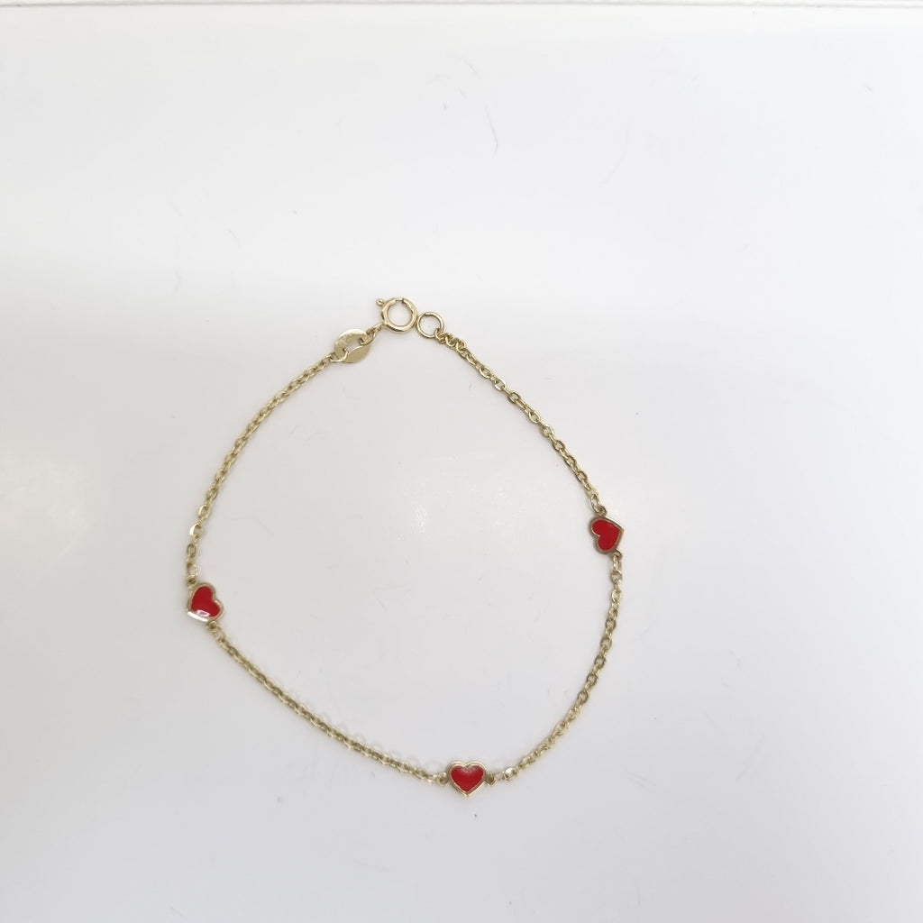 PULSERA ESPECIAL CON CORAZONES 14K 18 CM 1.4 GR (NUEVO)
