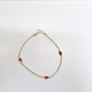 PULSERA ESPECIAL CON CORAZONES 14K 18 CM 1.4 GR (NUEVO)