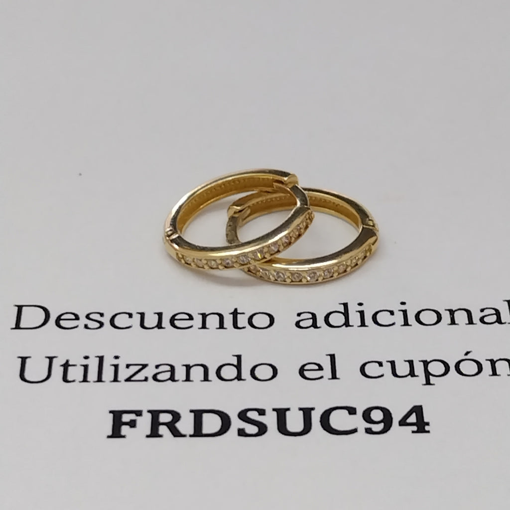 ARETES HUGGIES C CIRCONIA 14K 1.7 GR (NUEVO)