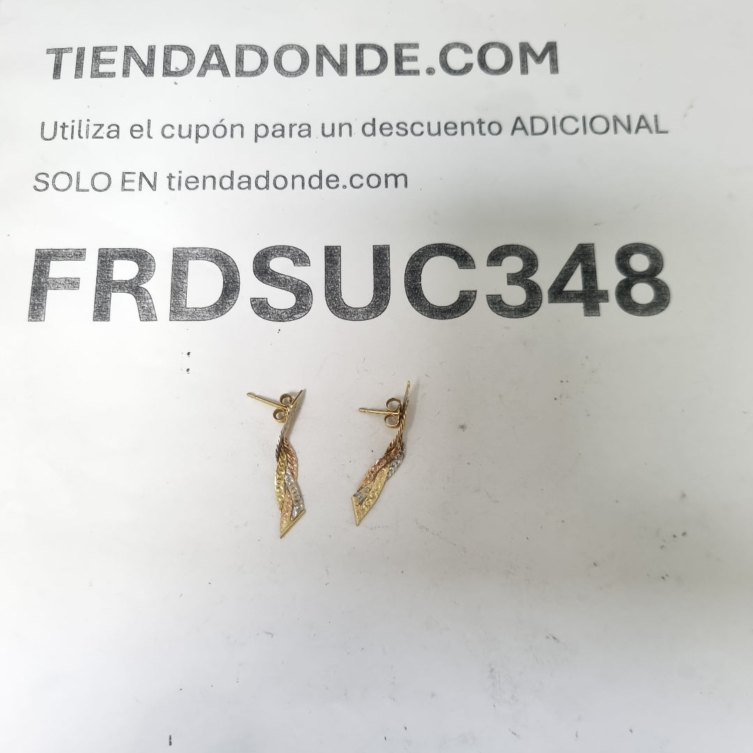 ARETES PAR ORO COMBINADO 14 K 1,50 GRMS (SEMINUEVO)