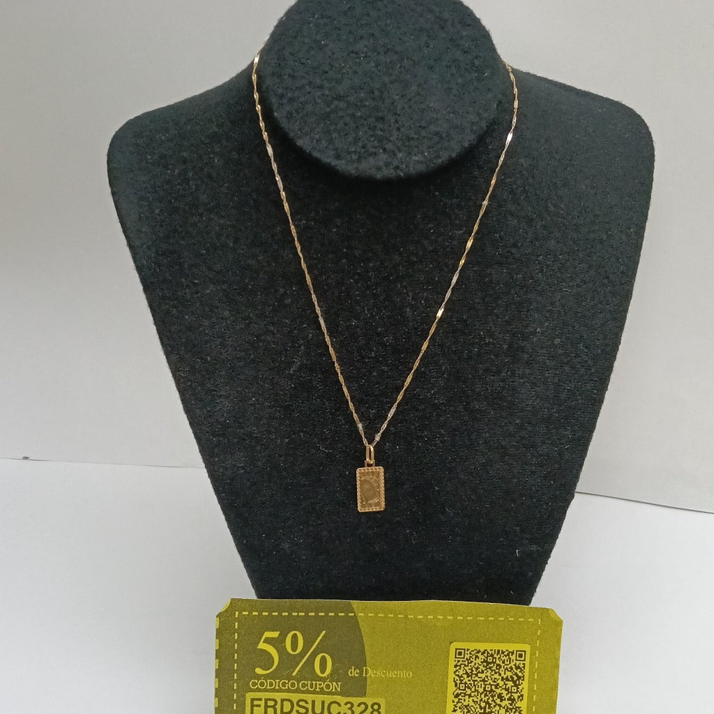 CADENA, MEDALLA RELIGIOSA ORO 14 K 1.5 GRMS (SEMINUEVO)