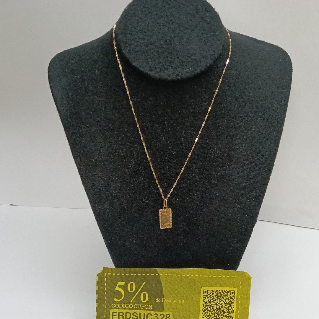 CADENA, MEDALLA RELIGIOSA ORO 14 K 1.5 GRMS (SEMINUEVO)