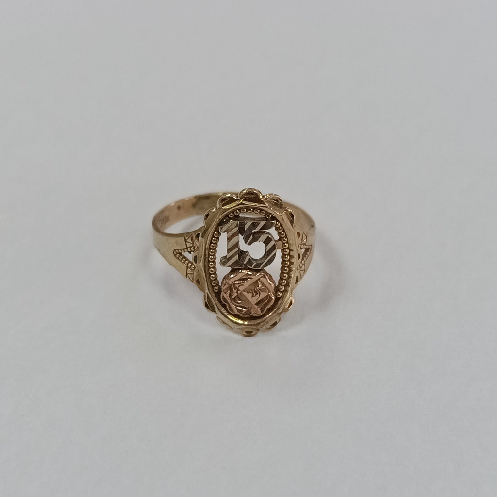 ANILLO CONMEMORATIVO ORO 10 K 2.1 GRMS (SEMINUEVO)