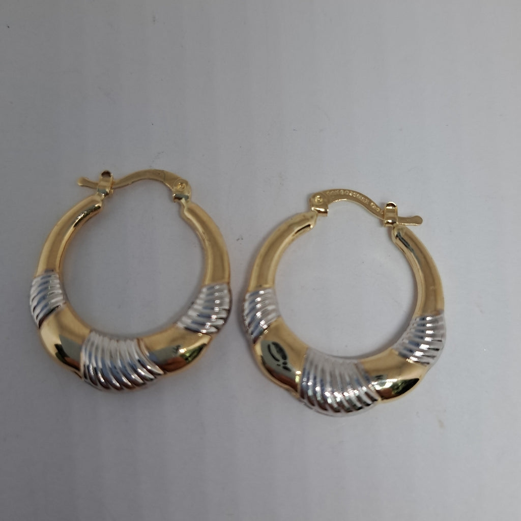 ARETES ARRACADAS HUECAS COMBINADAS 14K 2.6 GR (NUEVO)