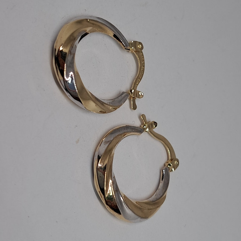 ARETES TEJIDO ARRACADA TRENZADA COMBINADA 14K 1.8 GR (NUEVO)