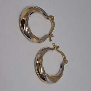 ARETES TEJIDO ARRACADA TRENZADA COMBINADA 14K 1.8 GR (NUEVO)