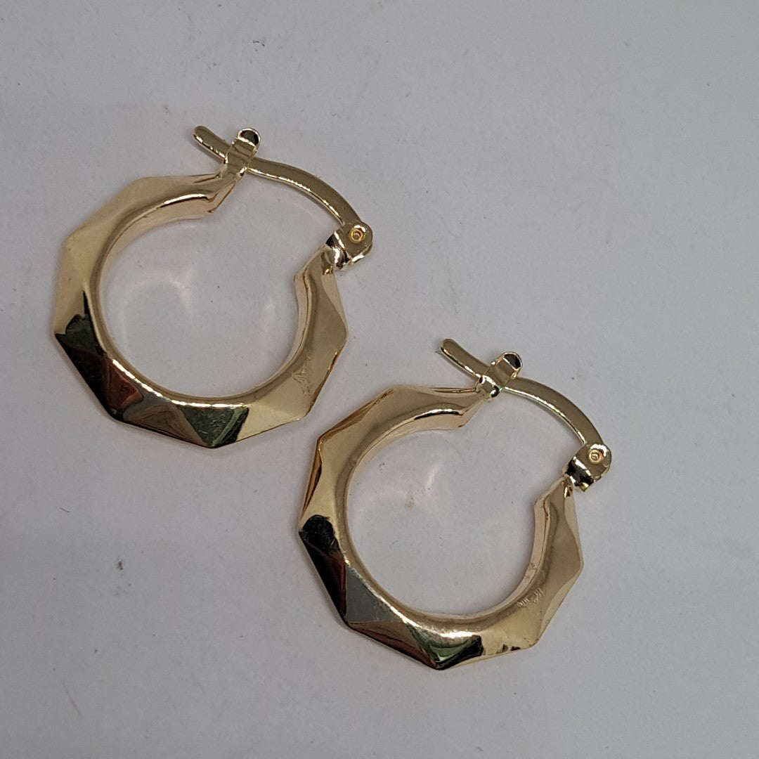 ARETES TEJIDO ARRACADAS FACETADAS 14K 1.7 GR (NUEVO)