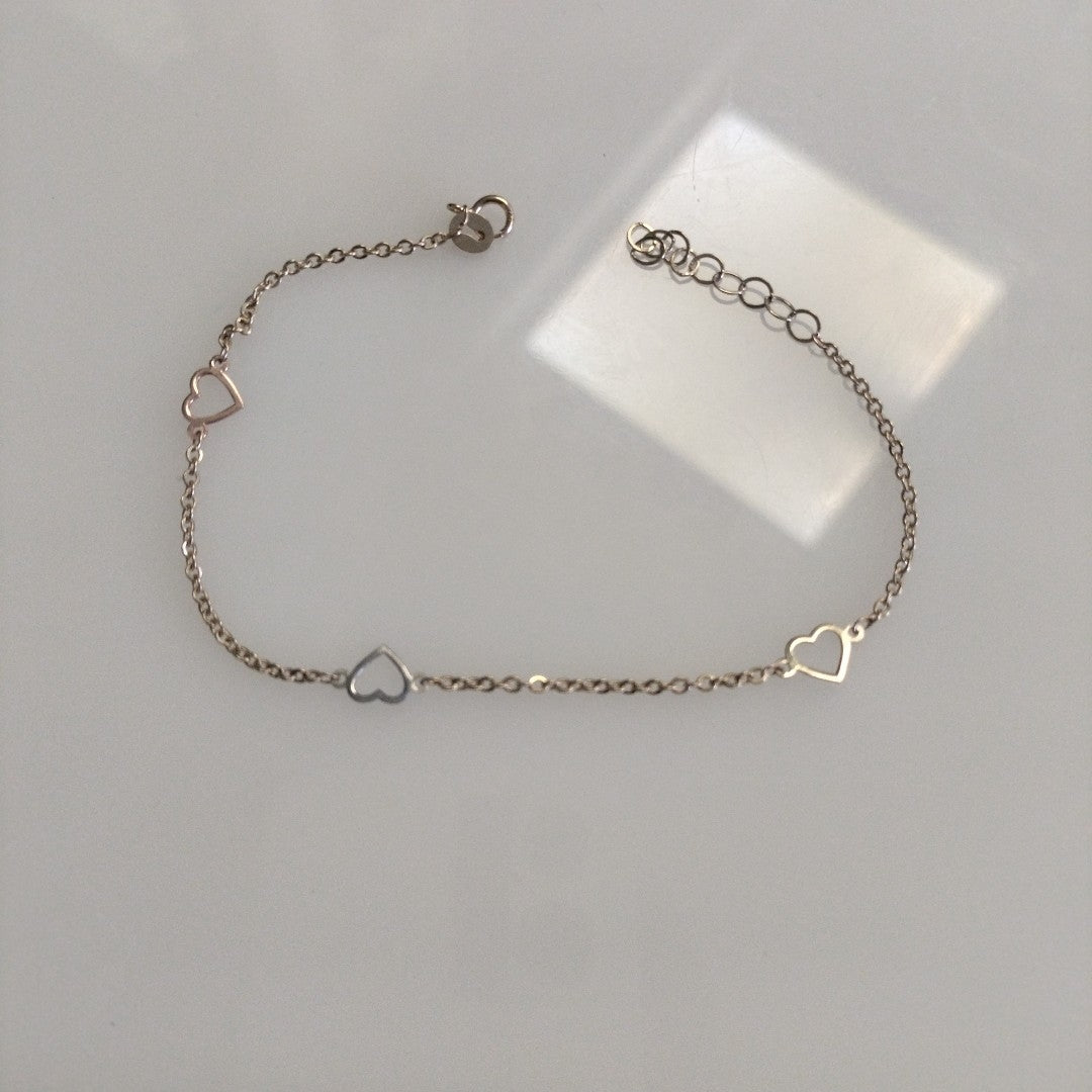PULSERA ESPECIAL CON CORAZONES 10K 18 CM 1.2 GR (NUEVO)