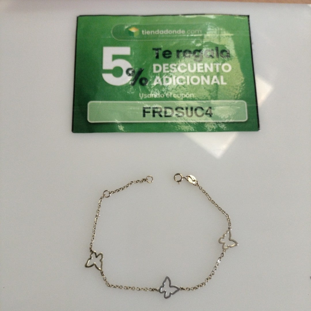 PULSERA ESPECIAL C MARIPOSAS 14K 18 CM 1.7 GR (NUEVO)