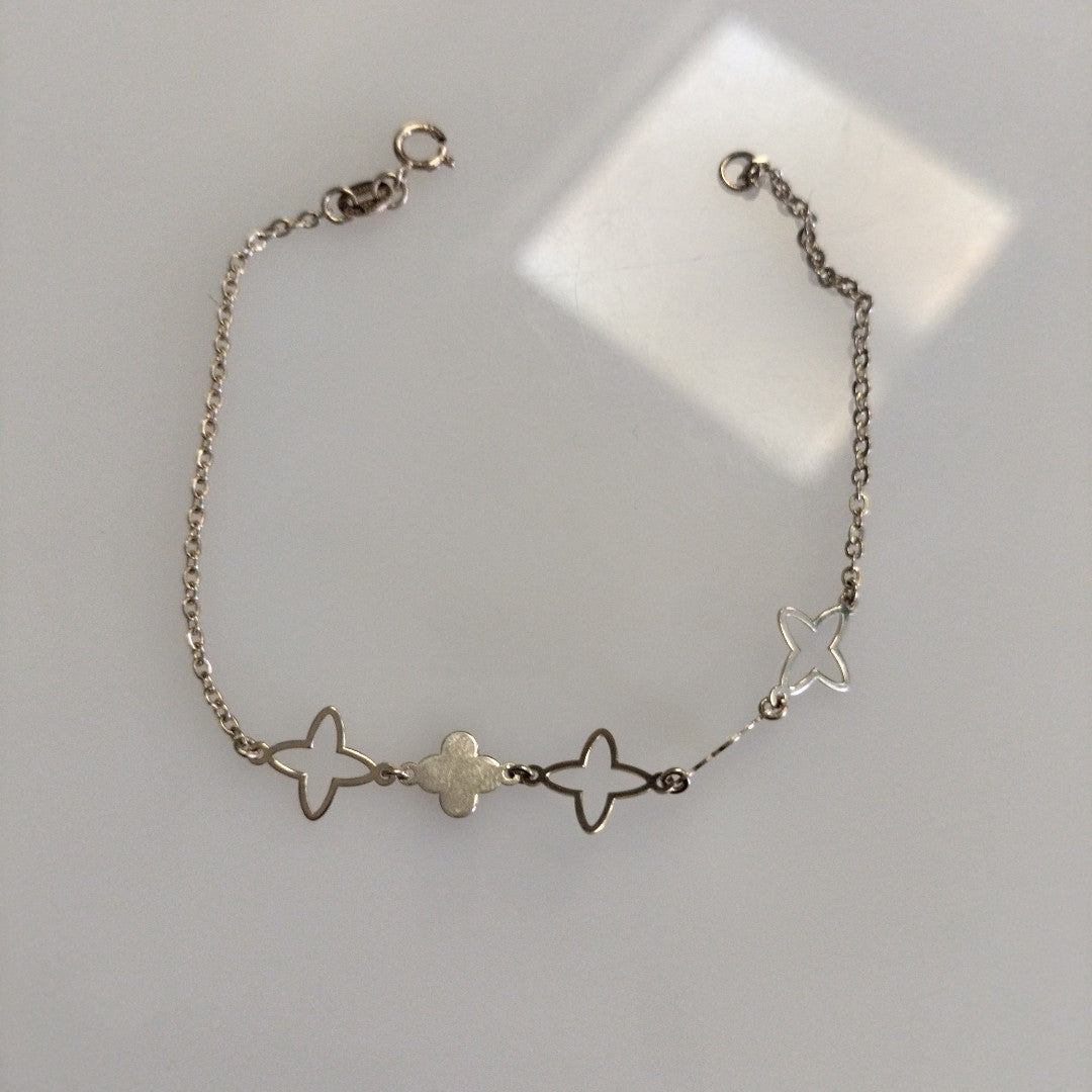 PULSERA TEJIDO ESP CON TREBOL 14K 18 CM 1.5 GR (NUEVO)