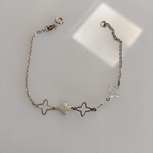 PULSERA TEJIDO ESP CON TREBOL 14K 18 CM 1.5 GR (NUEVO)