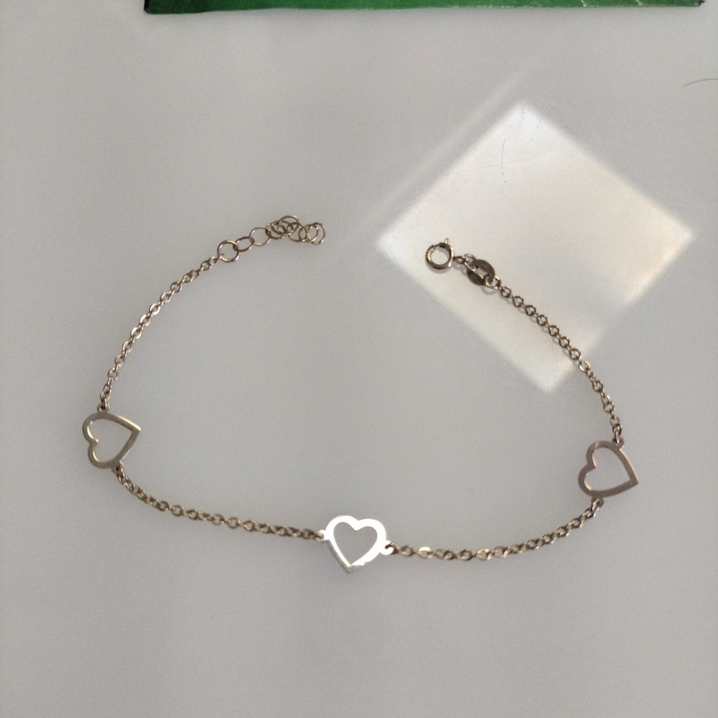 PULSERA ESPECIAL CON CORAZONES CONBINADOS 14K 18 CM 1.6 GR (NUEVO)