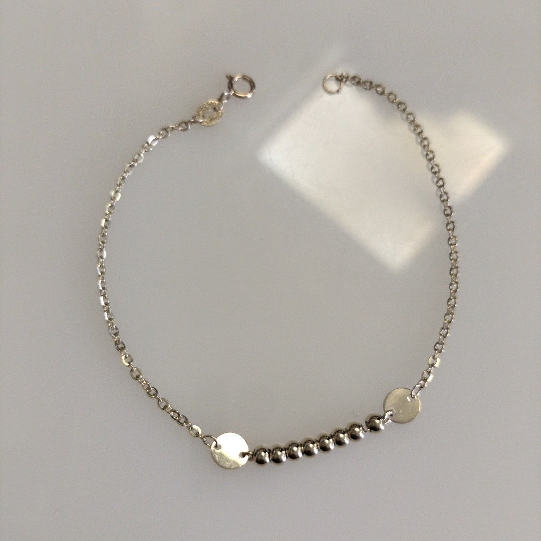 PULSERA TEJIDO ESPECIAL CON BOLITAS 14K 18 CM 1.8 GR (NUEVO)