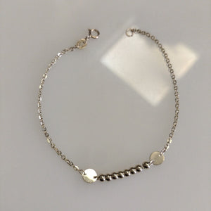 PULSERA TEJIDO ESPECIAL CON BOLITAS 14K 18 CM 1.8 GR (NUEVO)