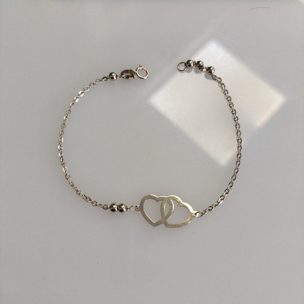 PULSERA TEJIDO ESPECIAL C CORAZONES 14K 18 CM 1.7 GR (NUEVO)