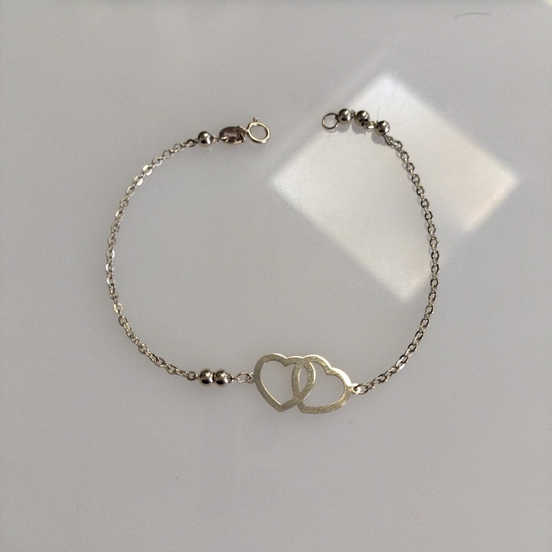 PULSERA TEJIDO ESPECIAL C CORAZONES 14K 18 CM 1.7 GR (NUEVO)
