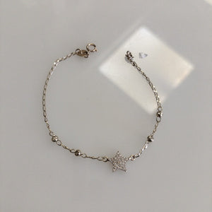 PULSERA ESPECIAL CON ESTRELLA Y CIRCONIAS 14K 18 CM 1.5 GR (NUEVO)